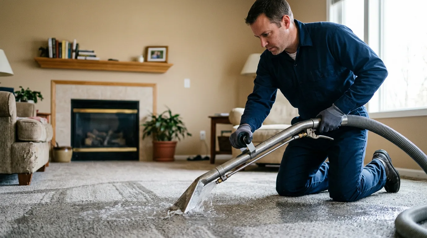 Water damage restoration technician working near Pittsville, WI